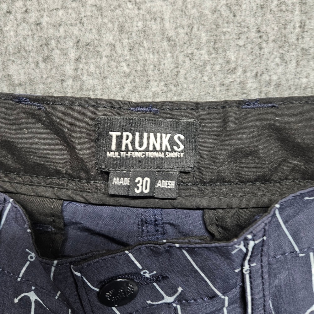 Trunks Multi-Functional Shorts Mens 30 Navy Nautical Anchor Stripe Print - Picture 10 of 11
